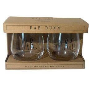 Rae Dunn‎ Mr and Mrs Stemless Wine Glasses Set Of 2 NEW